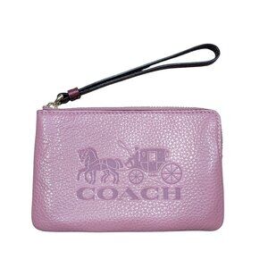 Coach Meadow Rose Pebbled Leather Corner Zip Wristlet NEW with Tag
